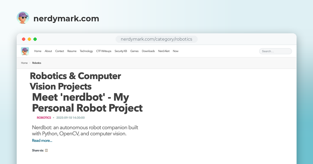Robotics & Computer Vision Projects - nerdymark.com