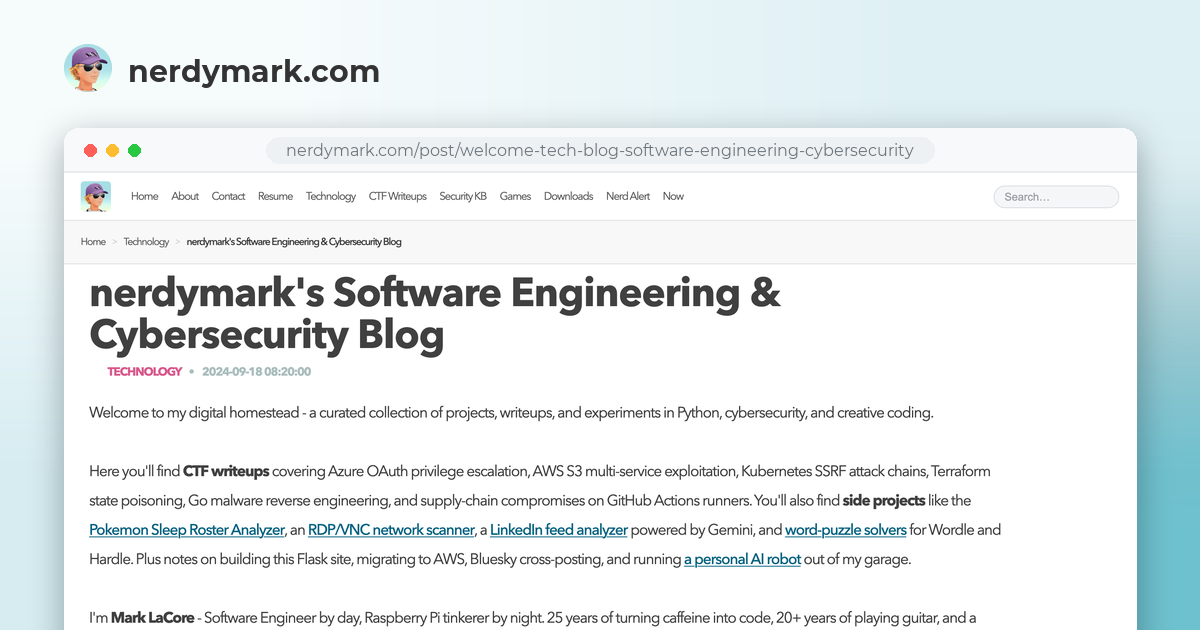nerdymark's Software Engineering & Cybersecurity Blog - nerdymark.com